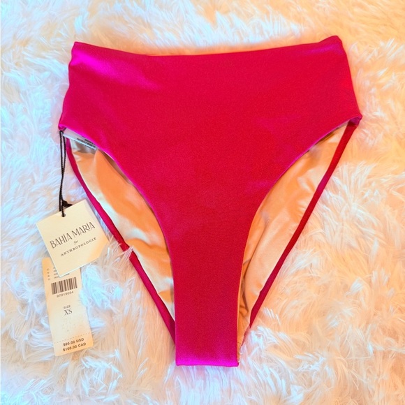 Bahia Maria x Anthropologie High-Waisted Bikini Bottoms | Pink Fuchsia | XS NWT - Picture 9 of 14
